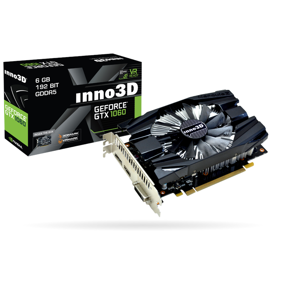 Näytönohjaimet - Inno3D GeForce GTX 1060 Compact - 6GB GDDR5 RAM - Näytönohjaimet - N1060-6DDN-N5GM