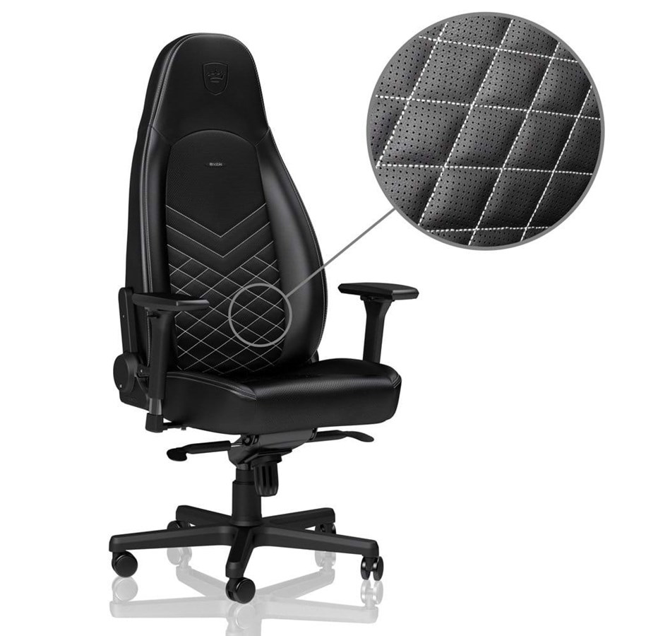 Pelituoli - noblechairs ICON Sarja - Musta / Valkoinen Pelituoli - Musta / Valkoinen - PU Nahka - Jopa 150 kg - NBL-ICN-PU-BPW