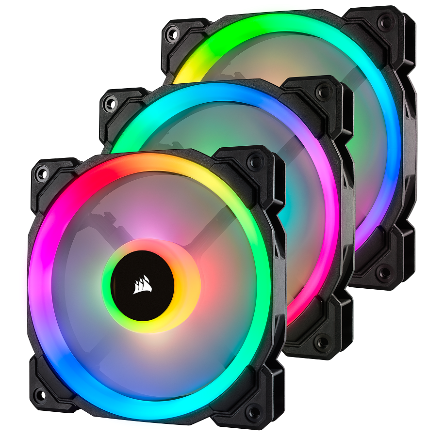 Kotelotuuletin - Corsair LL120 RGB kaksivalopakkaus 3 kappaleen sarjana ja Node PRO. - Kotelotuuletin - 120mm - Musta RGB LED valolla - 24 dBA - CO-9050072-WW