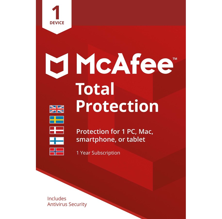 Antivirus & turvallisuus - McAfee Total Protection - Nordic Elektronisk - MTP006NR1RDD