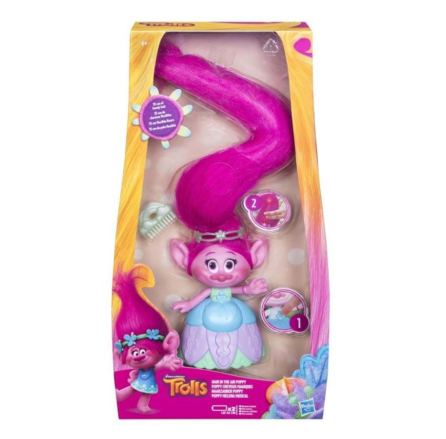 Nuket, pehmolelut ja oheistarvikkeet - Hasbro Trolls Hair Raising Poppy - C1305EU40