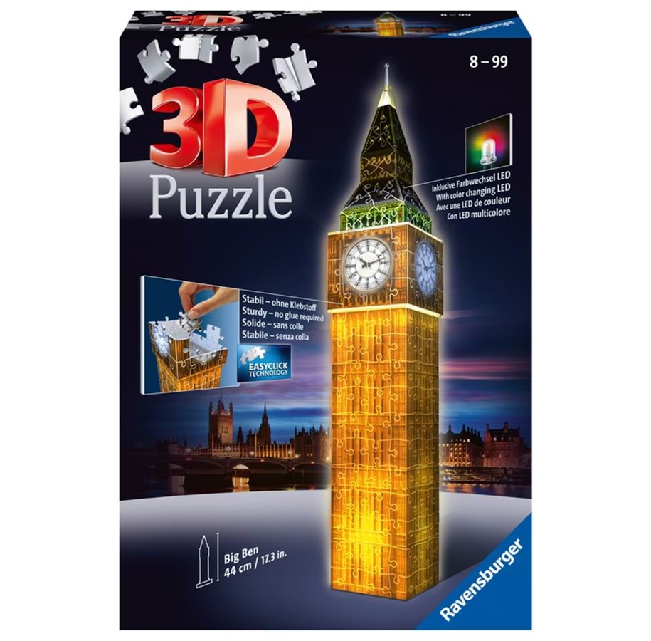 Palapelit - Ravensburger Big Ben 3D Puzzle- Night Edition 3D Palapeli - 125883