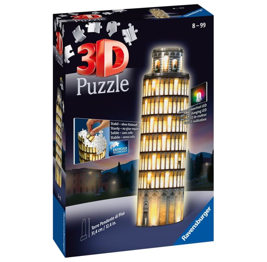 Palapelit - Ravensburger 3D-palapeli - Pisan torni yöversio 3D Palapeli - 125159