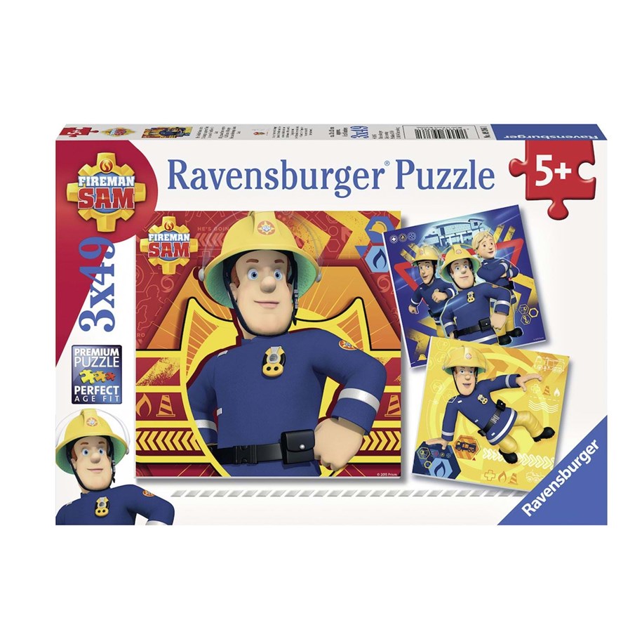 Palapelit - Ravensburger Fireman Sam-Sam 3x49st in the event of danger. - 93861