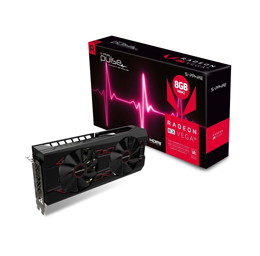 Näytönohjaimet - Sapphire Radeon RX VEGA 56 Pulse - 8GB HBM2 - Näytönohjaimet - 11276-02-40G