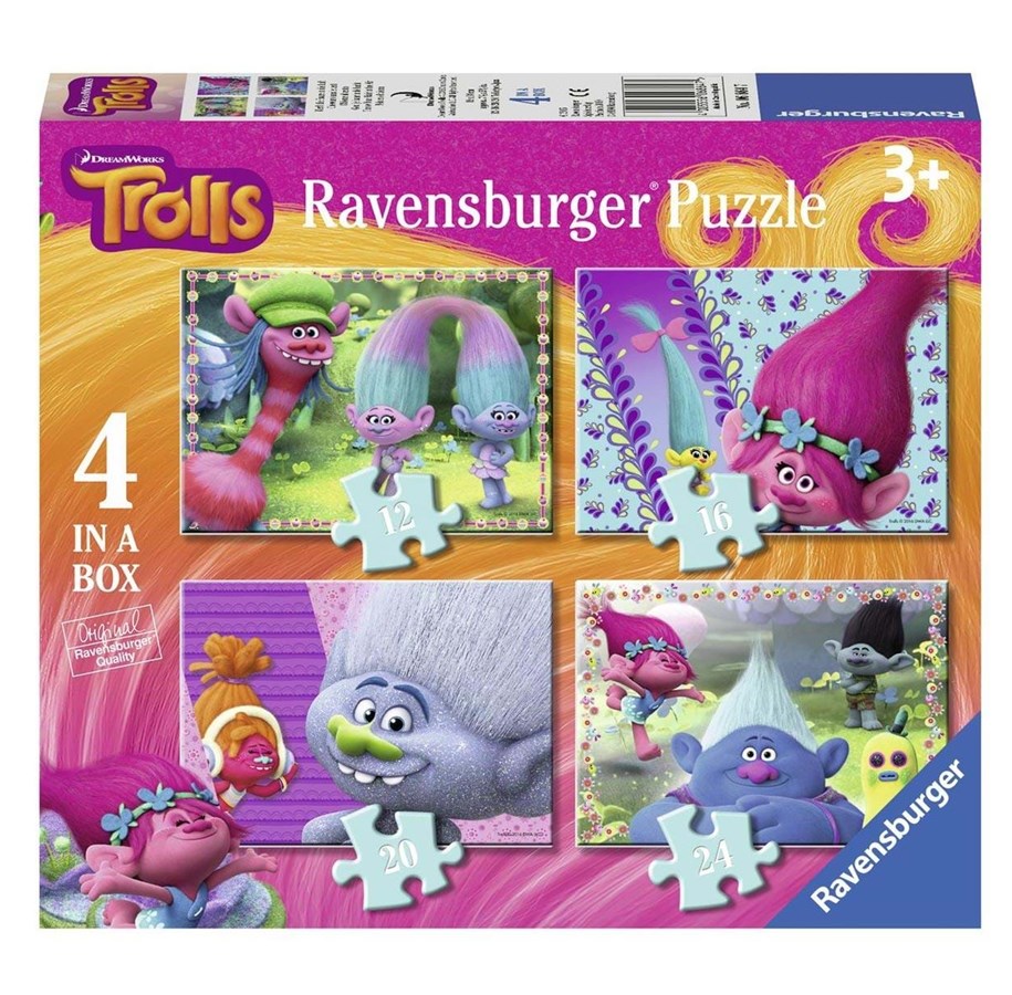 Palapelit - Ravensburger Trolls puzzle 4 in 1 - 68647