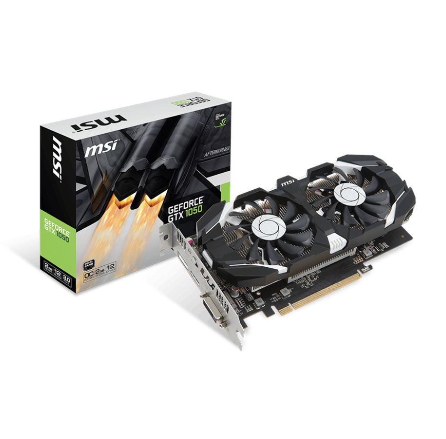 Näytönohjaimet - MSI GeForce GTX 1050 OCV1 - 2GB GDDR5 RAM - Näytönohjaimet - GTX 1050 2GT OCV1