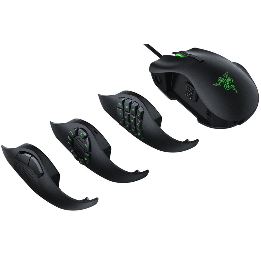 Hiiret - Razer Naga Kolminaisuus - Pelihiiri - Laser - 17 painiketta - Musta vihreällä valolla - RZ01-02410100-R3M1