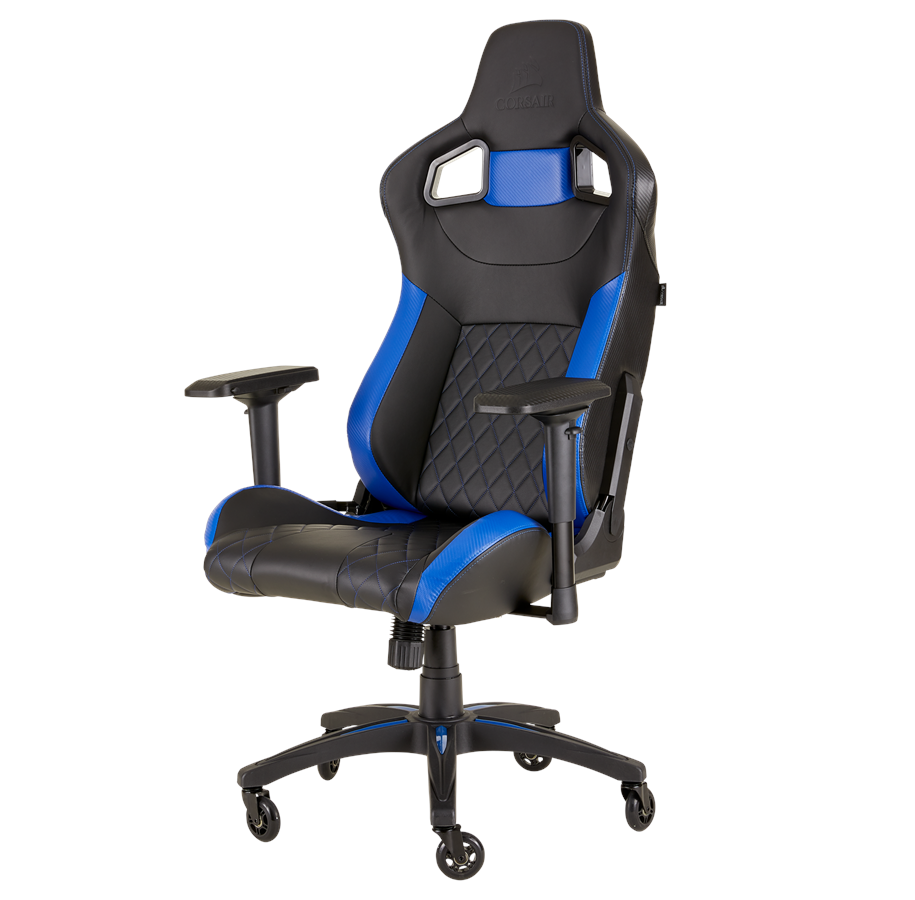 Pelituoli - Corsair T1 RACE 2018 Gaming Chair - Blue Pelituoli - Musta / Sininen - PU Nahka - Jopa 120 kg - CF-9010014-WW