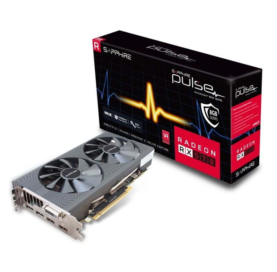 Näytönohjaimet - Sapphire Radeon RX 570 Pulse - 8GB GDDR5 RAM - Näytönohjaimet - 11266-36-20G
