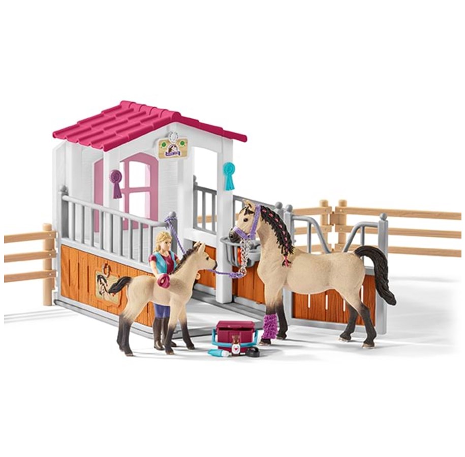 Schleich - Schleich Horse stall with Arab horses and groom - 42369