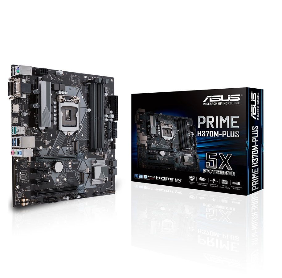Emolevy - ASUS PRIME H370M-PLUS Emolevy - Intel H370 - Intel LGA1151 - DDR4 RAM - Micro-ATX - 90MB0WC0-M0EAY0