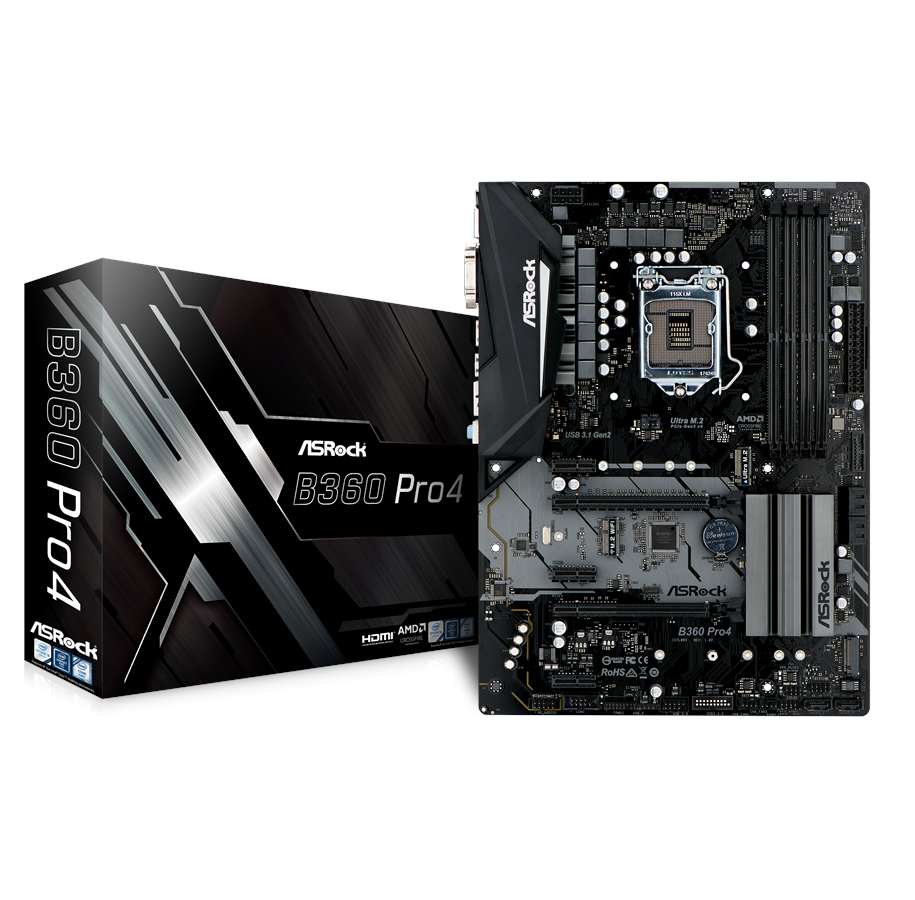 Emolevy - ASRock B360 Pro4 Emolevy - Intel B360 - Intel LGA1151 socket - DDR4 RAM - ATX - 90-MXB6V0-A0UAYZ