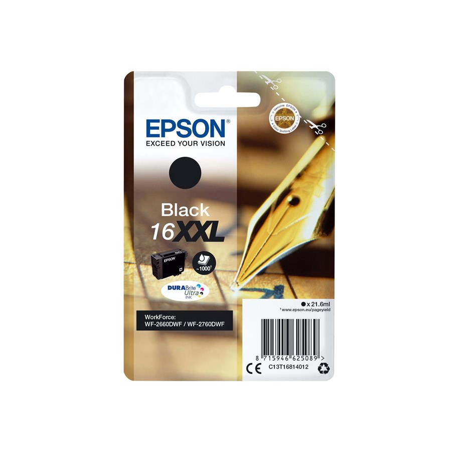 Mustepatruunat, värikasetit ja lisävarusteet - Epson 16XXL - XL - sort - original - blækpatron - C13T16814022