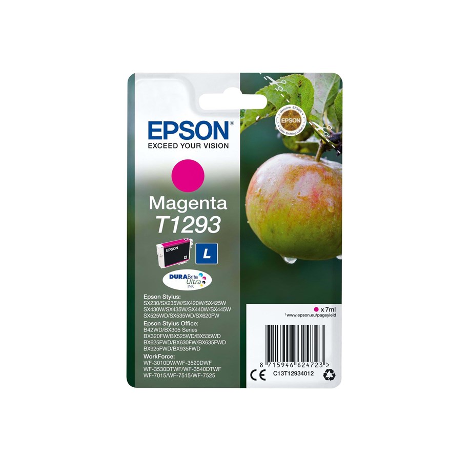 Mustepatruunat, värikasetit ja lisävarusteet - Epson T1293 - L størrelse - magenta - original - blækpatron - C13T12934022