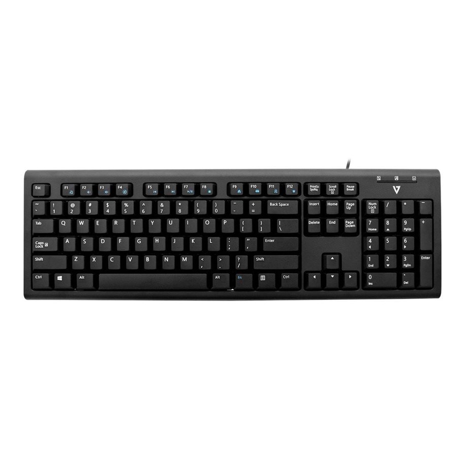 Näppäimistöt - V7 - tastatur - US - Näppäimistö - Musta - KU200US-E