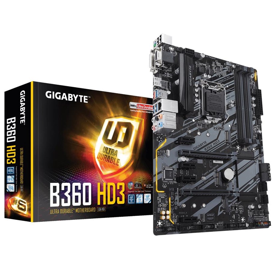 Emolevy - GIGABYTE B360 HD3 Emolevy - Intel B360 - Intel LGA1151 socket - DDR4 RAM - ATX - B360 HD3