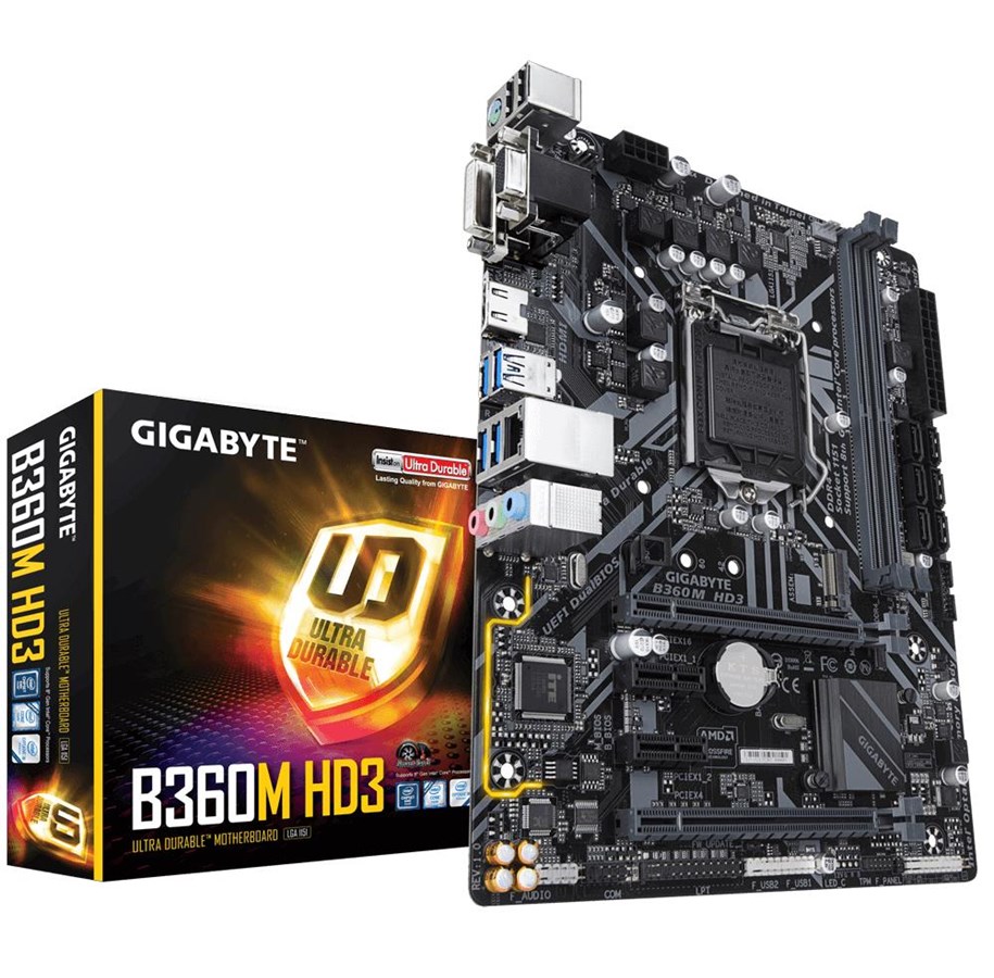 Emolevy - GIGABYTE B360M HD3 Emolevy - Intel B360 - Intel LGA1151 socket - DDR4 RAM - Micro-ATX - B360M HD3