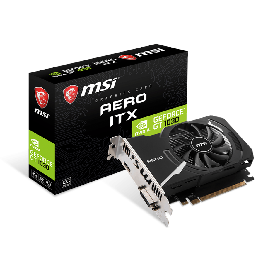 Näytönohjaimet - MSI GeForce GT 1030 AERO ITX OC - 2GB DDR4 SDRAM - Näytönohjaimet - GT 1030 AERO ITX 2GD4 OC