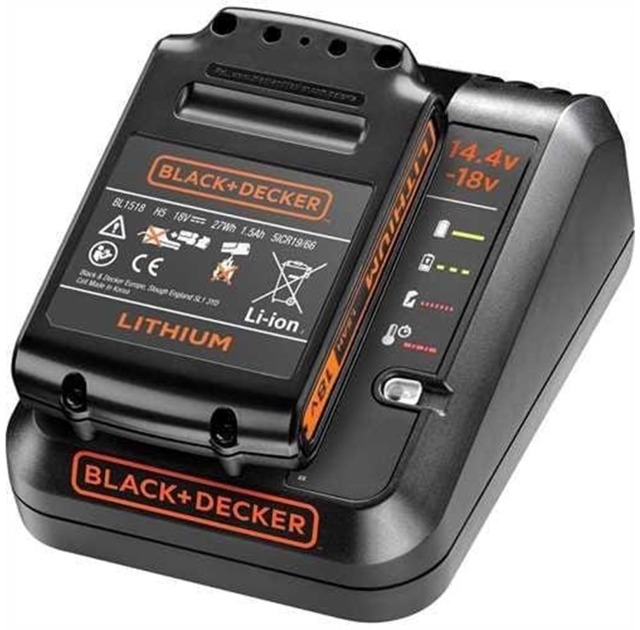 Akut ja laturit - Black & Decker BDC1A15 18V Oplader 1A incl. 1.5ah batteri - BDC1A15-QW