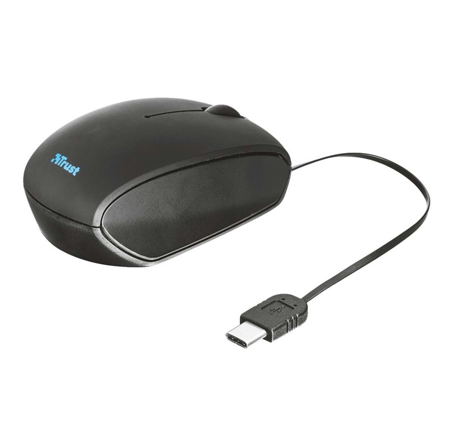 Hiiret - Trust USB-C Retractable Mouse - Hiiri - Optinen - 2 painiketta - Musta - 20969