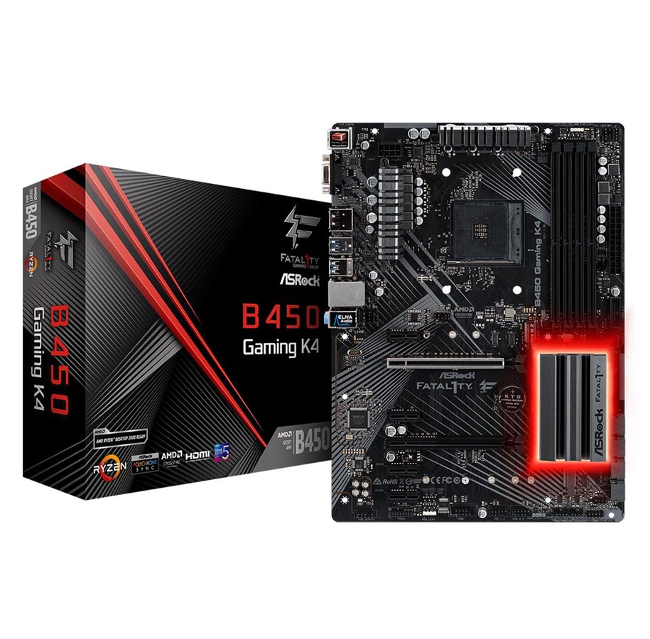 Emolevy - ASRock Fatal1ty B450 Gaming K4 Emolevy - AMD B450 - AMD AM4 - DDR4 RAM - ATX - 90-MXB8A0-A0UAYZ
