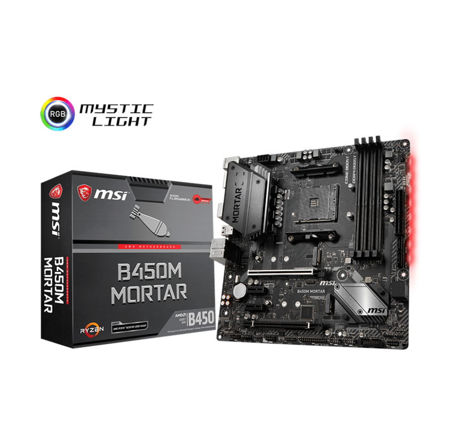 Emolevy - MSI B450M MORTAR Emolevy - AMD B450 - AMD AM4 socket - DDR4 RAM - Micro-ATX - B450M MORTAR