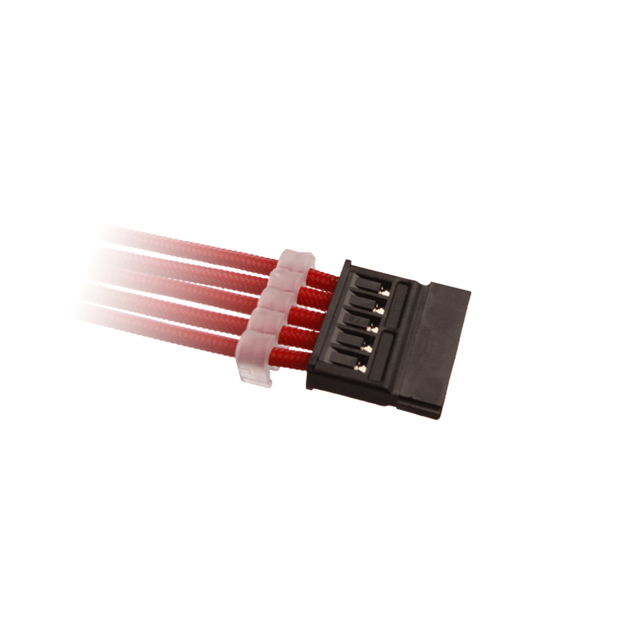 Sisäiset virtakaapelit - DUTZO Sleeved SATA Teho Extension cable - Musta - DSC-SATAPOWSL03RED