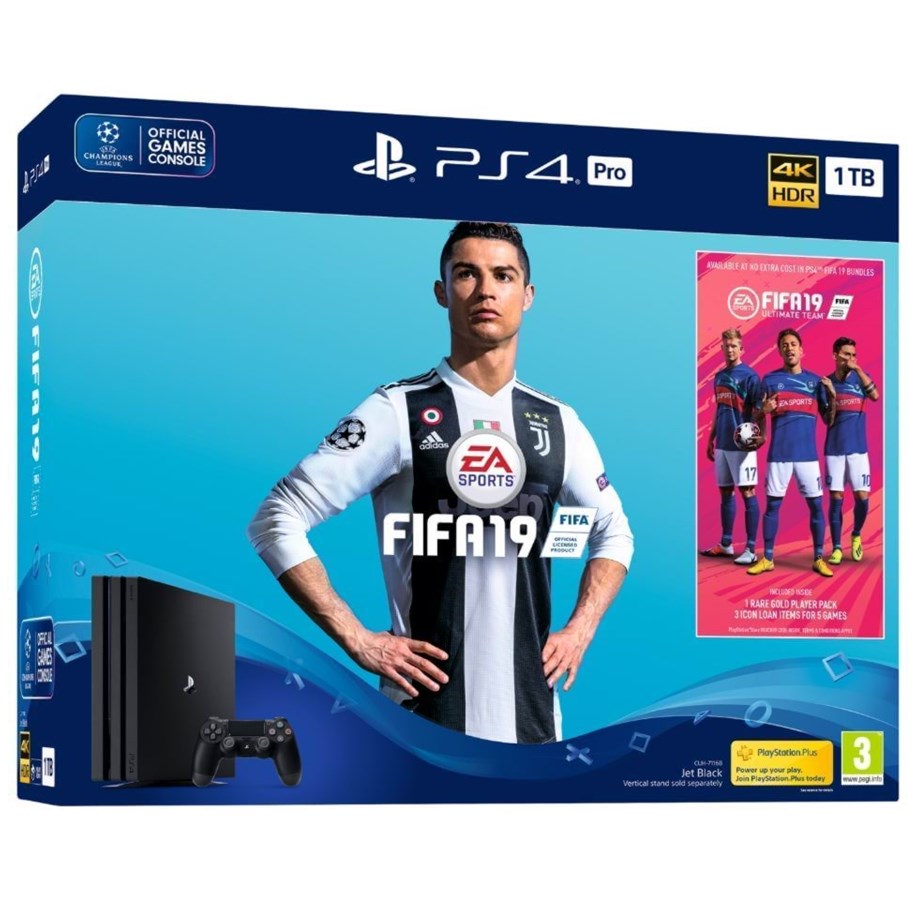Pelikonsolit - Sony PlayStation 4 Pro - 1TB (Fifa 19 Bundle) - 9750413