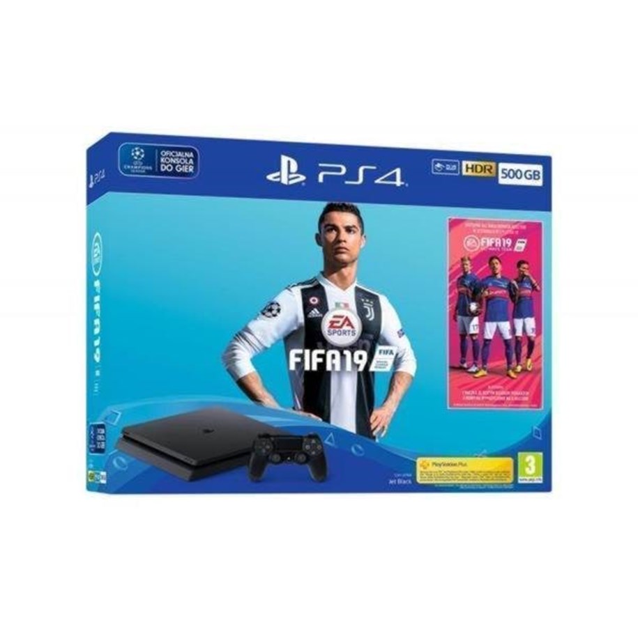 Pelikonsolit - Sony PlayStation 4 Slim Black - 500GB (Fifa 19 Bundle) - 9743712