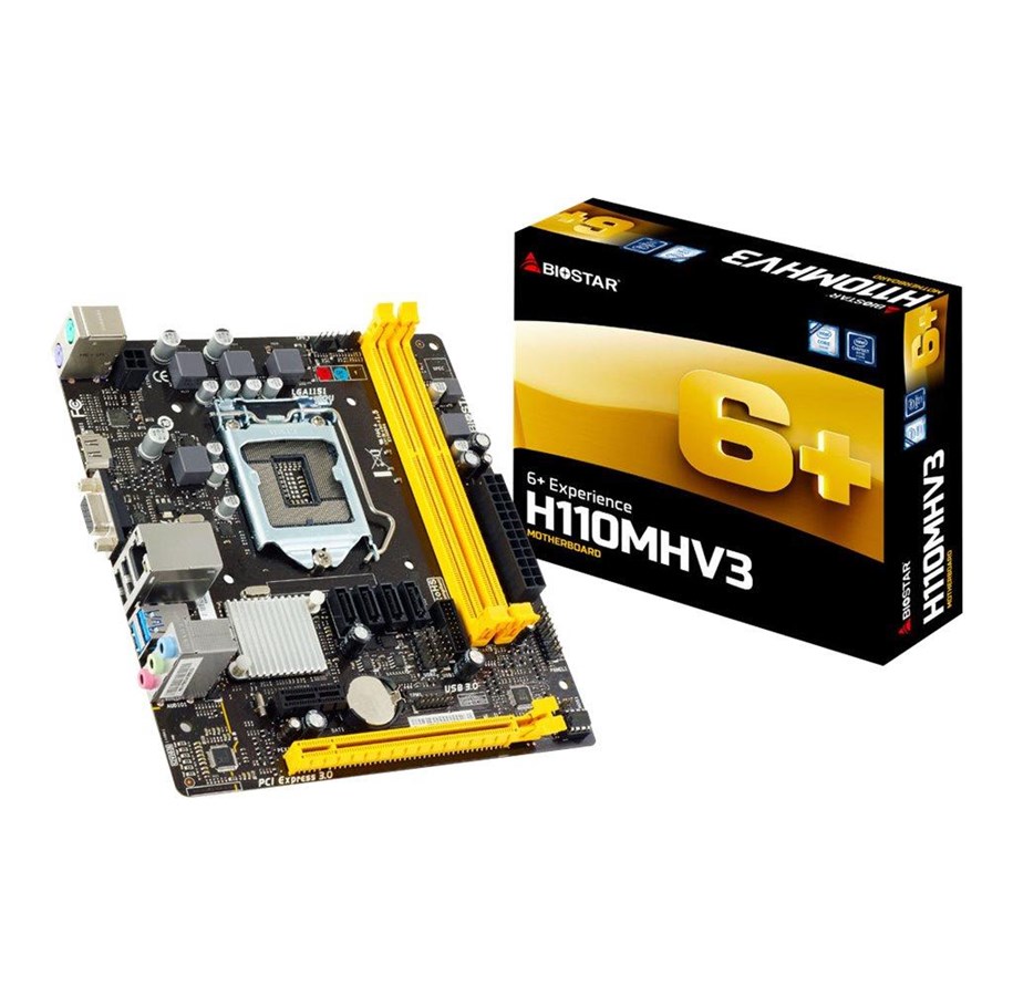 Emolevy - BIOSTAR H110MHV3 Emolevy - Intel H110 Express - Intel LGA1151 socket - DDR3L (Low Voltage) RAM - Micro-ATX - H110MHV3