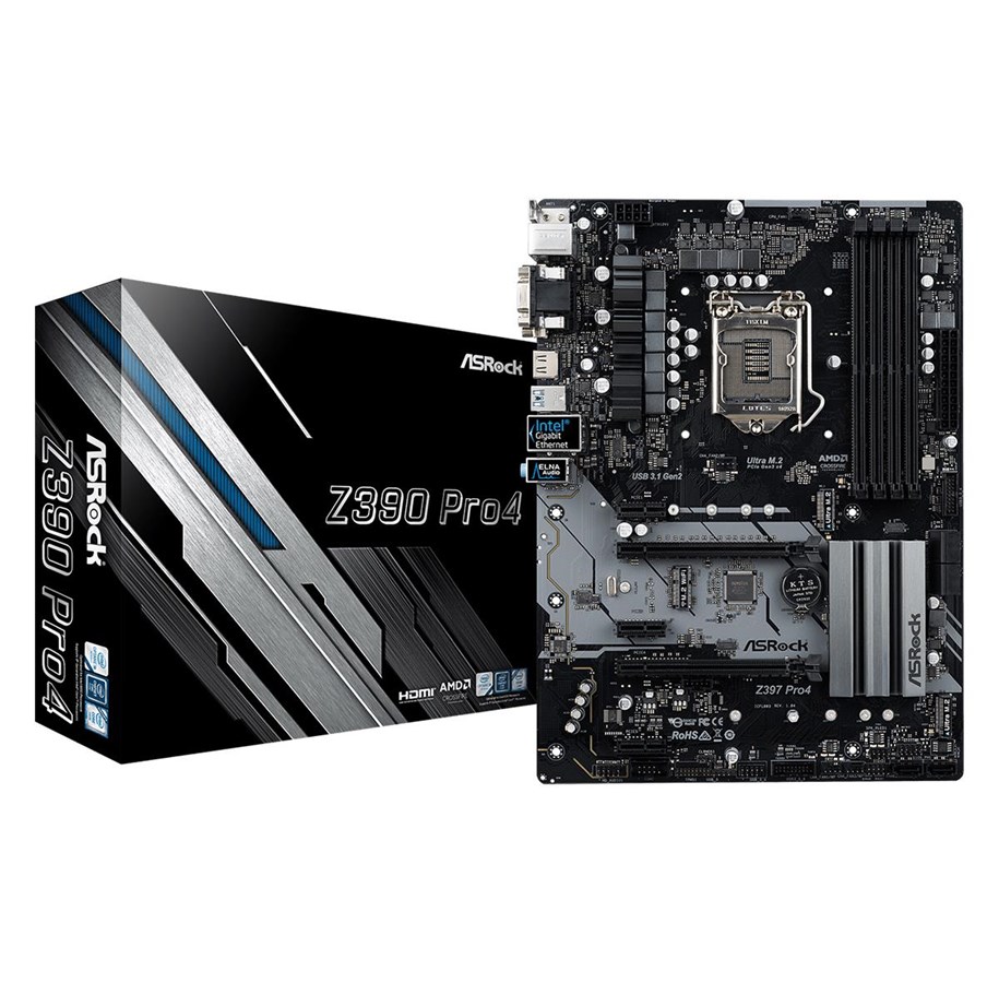 Emolevy - ASRock Z390 Pro4 Emolevy - Intel Z390 - Intel LGA1151 socket - DDR4 RAM - ATX - 90-MXB6T0-A0UAYZ