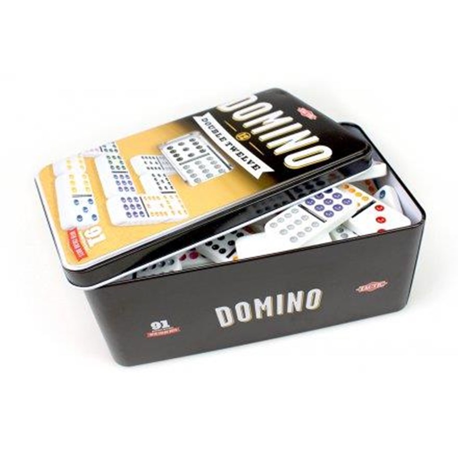 Lautapelit - Tactic D12 domino in tin with window (multi) - 53915