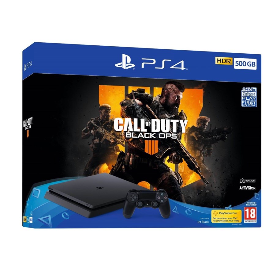 Pelikonsolit - Sony PlayStation 4 Slim Black - 500GB (Call of Duty: Black Ops 4 Bundle) - 711719758716