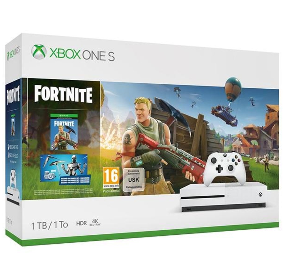 Pelikonsolit - Microsoft Xbox One S - 1TB (Fortnite Bundle) - 889842334609