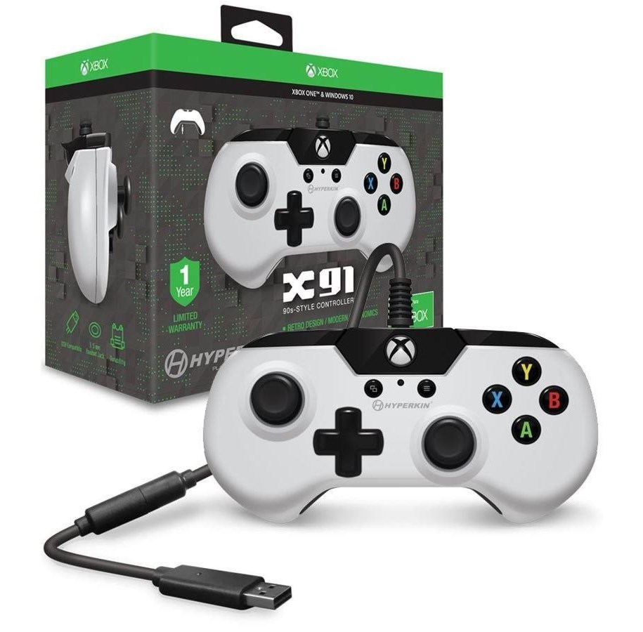 Pelit - lisävarusteet - Hyperkin XB1 X91 Retro Controller - White - Wired Controller - Microsoft Xbox One S - 0813048018230