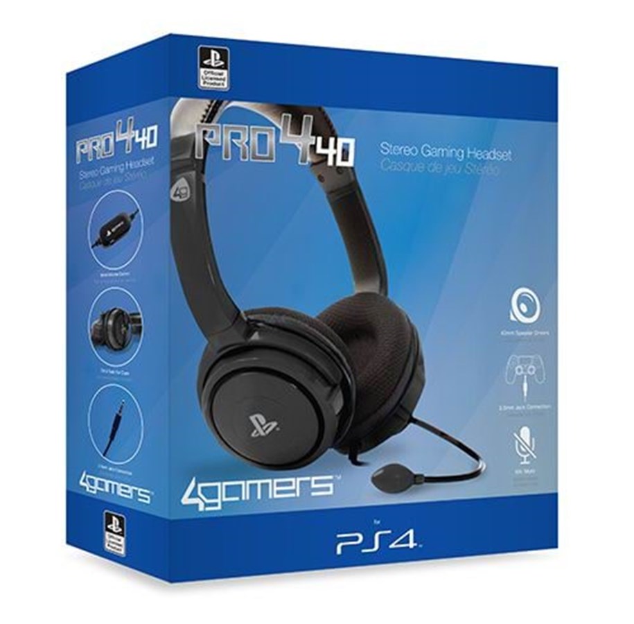 Pelit - lisävarusteet - 4Gamers PRO4-40 Stereo Gaming Headset for PS4 - Black - Wired Headset - Sony PlayStation 4 - 5055269705703