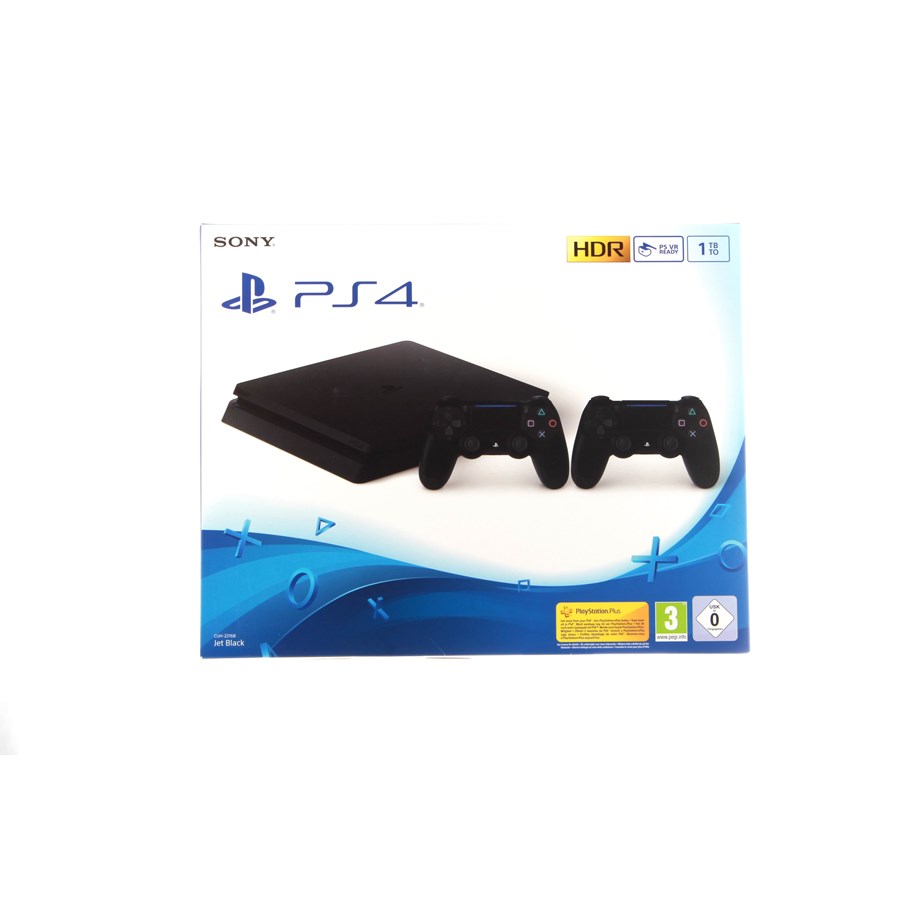 Pelikonsolit - Sony PlayStation 4 Slim Black - 1TB (2 x Dualshock) - 0711719757313
