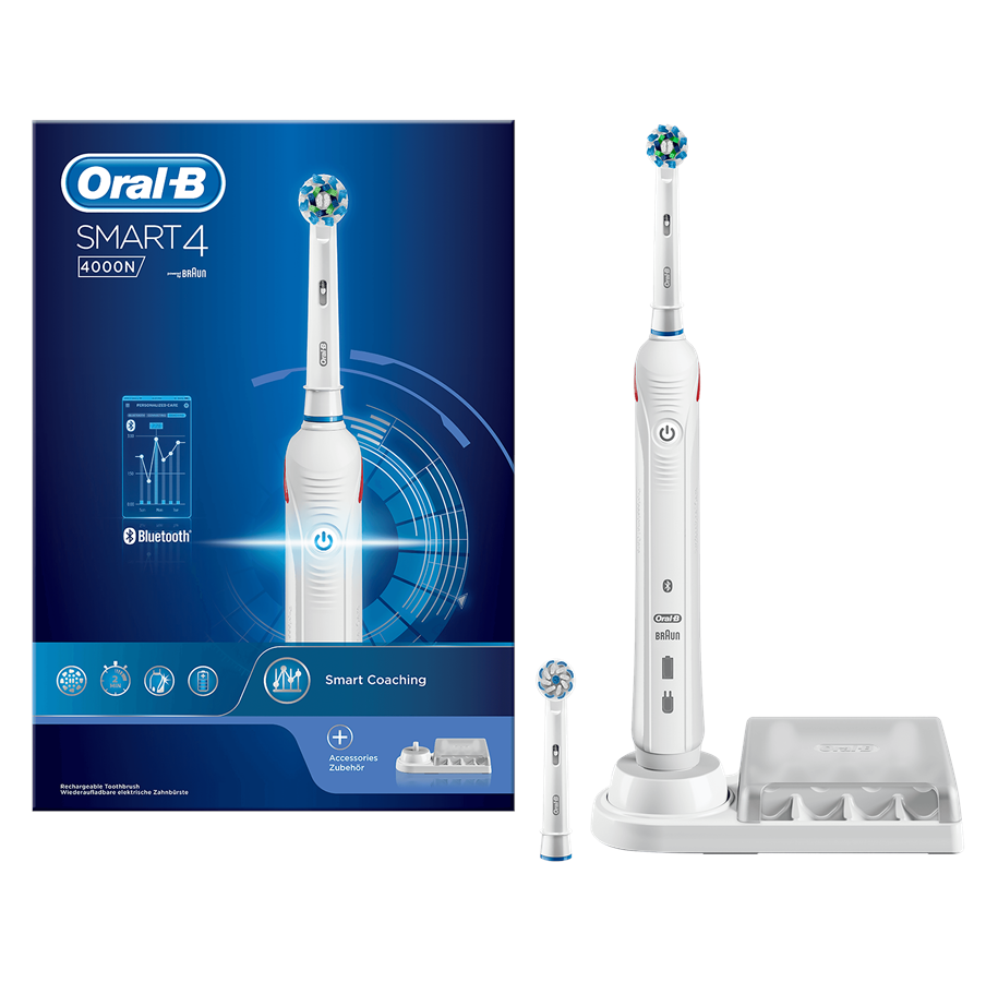 Sähköhammasharjat - Oral-B Sähköhammasharja Smart 4 4000N White -sähköhammasharja Braunilta - 203377