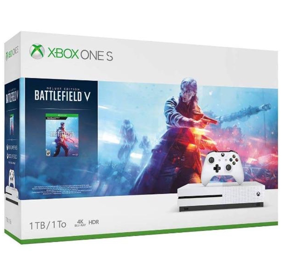 Pelikonsolit - Microsoft Xbox One S - 1TB (Battlefield V Bundle) - 234-00687