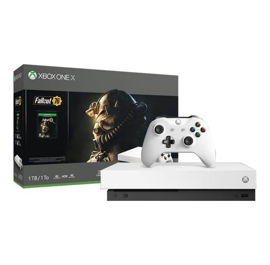 Pelikonsolit - Microsoft Xbox One X - 1TB Robot White (Fallout 76 Bundle) - FMP-00056