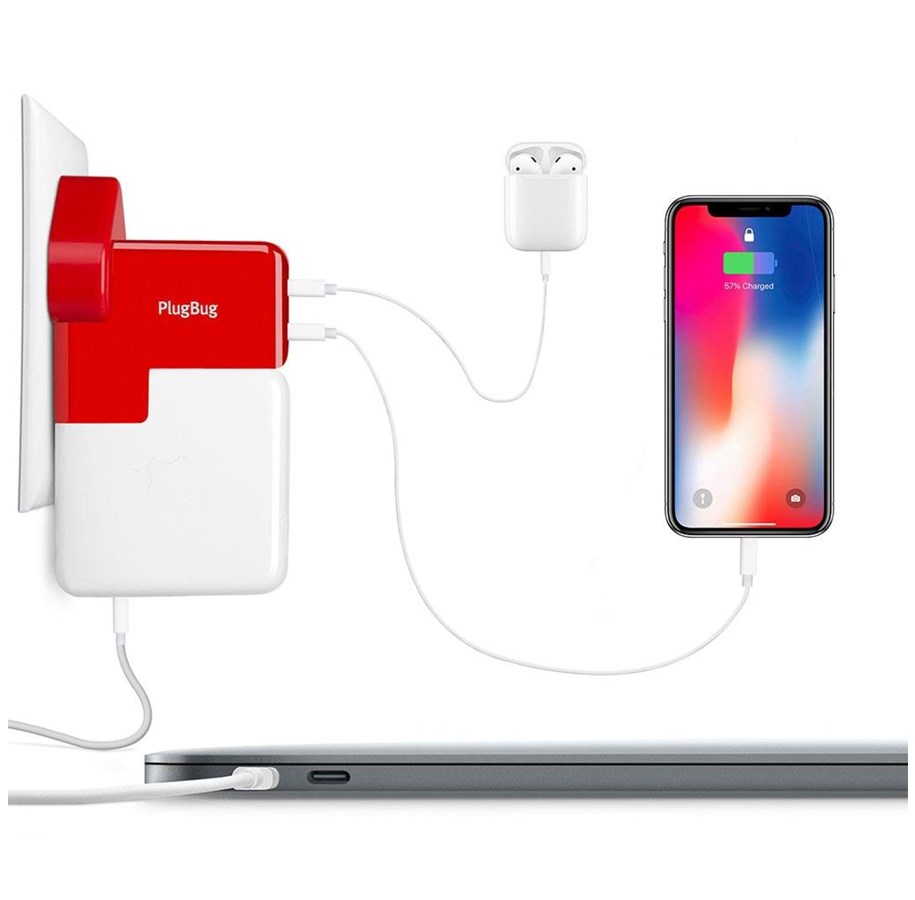 Kannettavan laturit - Twelve South K Pro and iPhone simultaneously with one compact adapter. PlugBug Duo - Lataa MacBook Pro ja iPhone samanaikaisesti yhdellä kompaktilla sovittimella. - 12-1706