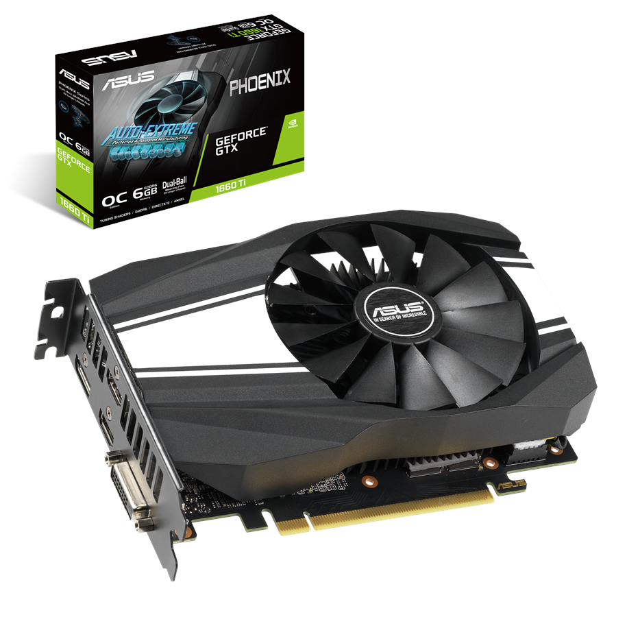 Näytönohjaimet - ASUS GeForce GTX 1660 Ti Phoenix OC - 6GB GDDR6 RAM - Näytönohjaimet - 90YV0CT0-M0NA00