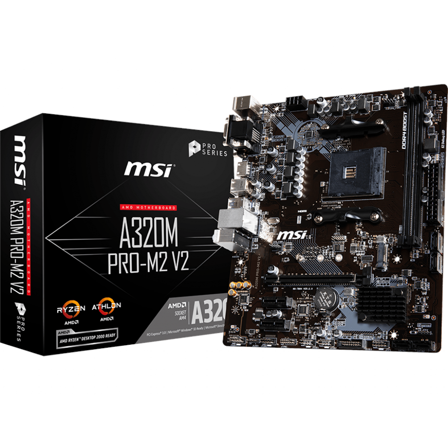 Emolevy - MSI A320M PRO-M2 V2 Emolevy - AMD A320 - AMD AM4 - DDR4 RAM - Micro-ATX - A320M PRO-M2 V2
