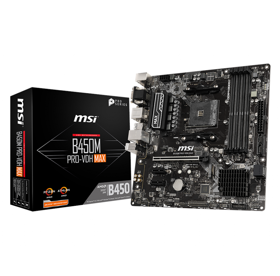 Emolevy - MSI B450M PRO-VDH MAX Emolevy - AMD B450 - AMD AM4 socket - DDR4 RAM - Micro-ATX - B450M PRO-VDH MAX