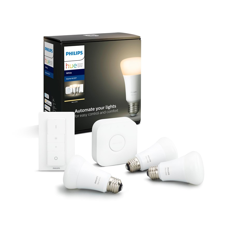 Smart Home - Älykoti - Philips Hue White 3xE27 Bulbs + Switch Starter Kit - BT - 929001821604