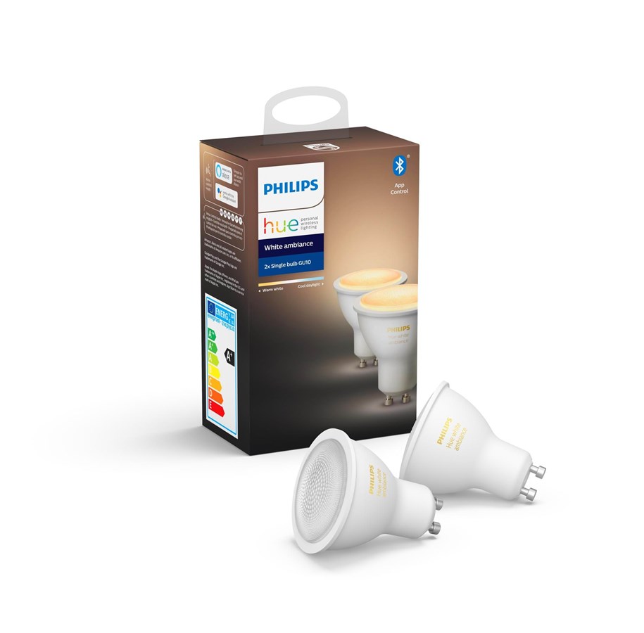 Smart Home - Älykoti - Philips Hue White Ambiance GU10 Bulb - BT - 2-pack - 929001953303