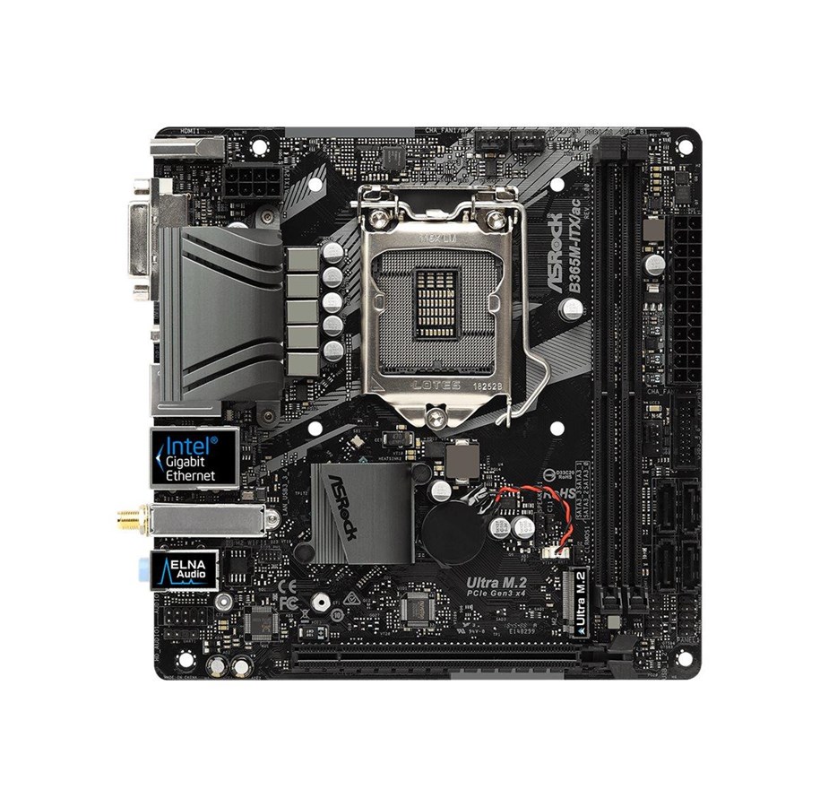 Emolevy - ASRock B365M-ITX/AC - motherboard - mini ITX - LGA1151 Socket - B365 Emolevy - Intel B365 - Intel LGA1151 - DDR4 RAM - Mini-ITX - B365M-ITX/AC