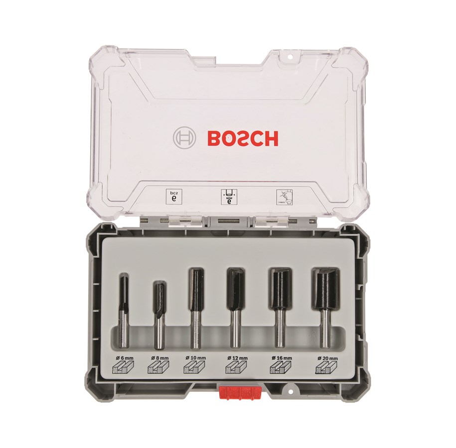 Jyrsimet - Bosch Jyrsinteräsarja, 6 kpl, urajyrsimet, 6 mm:n kara 6-piece Straight Router Bit Set. - 2607017465