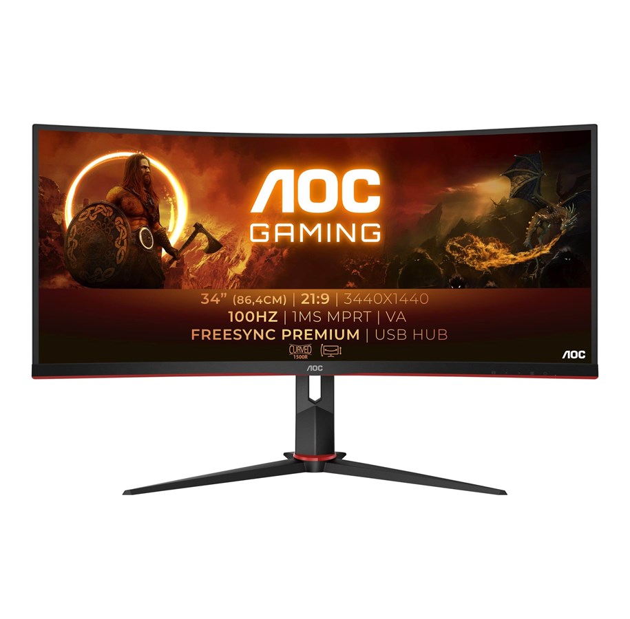 Näyttö - 34" AOC CU34G2/BK WQHD 100Hz USB Hub - CU34G2/BK